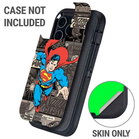 DC Comics Superman Vintage Action pose pattern Otterbox Defender iPhone Skin
