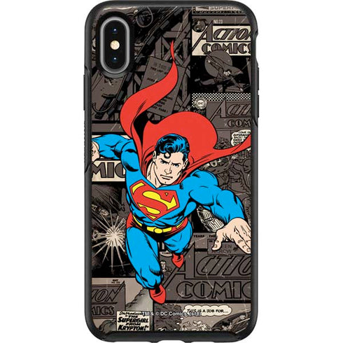 DC Comics Superman Vintage Action pose pattern Otterbox Symmetry iPhone Skin
