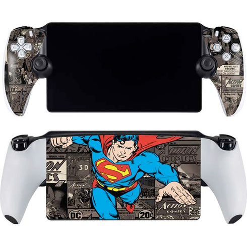 DC Comics Superman Vintage Action pose pattern PlayStation Portal Remote Player Skin
