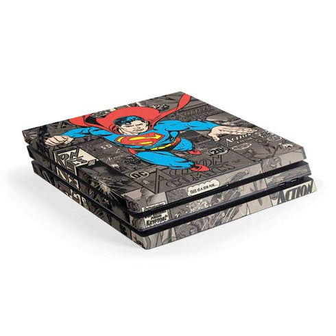 DC Comics Superman Vintage Action pose pattern PS4 Pro Console Skin