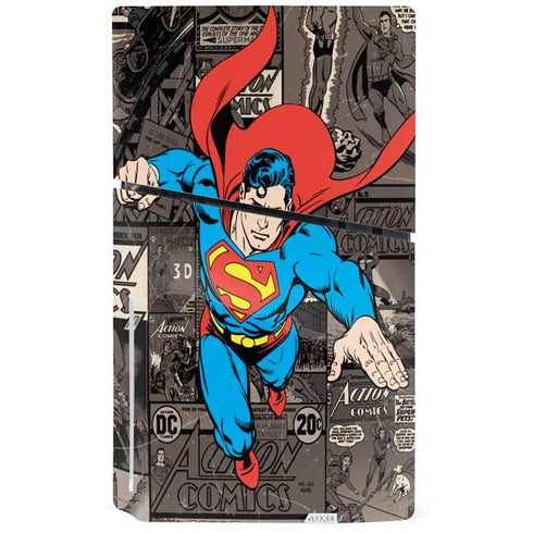 DC Comics Superman Vintage Action pose pattern PS5 Slim Disk Console Skin