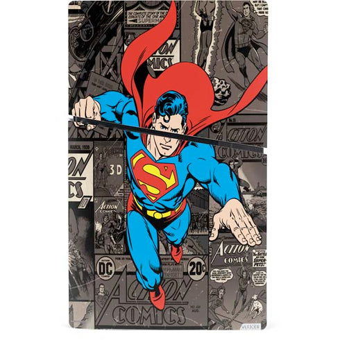 DC Comics Superman Vintage Action pose pattern PS5 Slim Digital Edition Bundle Skin