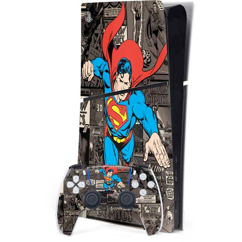 DC Comics Superman Vintage Action pose pattern PS5 Slim Digital Edition Console Skin