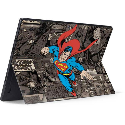 DC Comics Superman Vintage Action pose pattern Surface Pro 7 Skin
