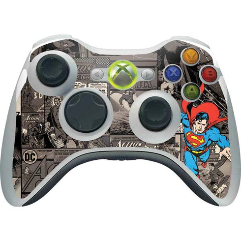 DC Comics Superman Vintage Action pose pattern Xbox 360 Wireless Controller Skin