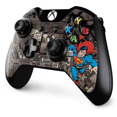 DC Comics Superman Vintage Action pose pattern Xbox One Controller Skin