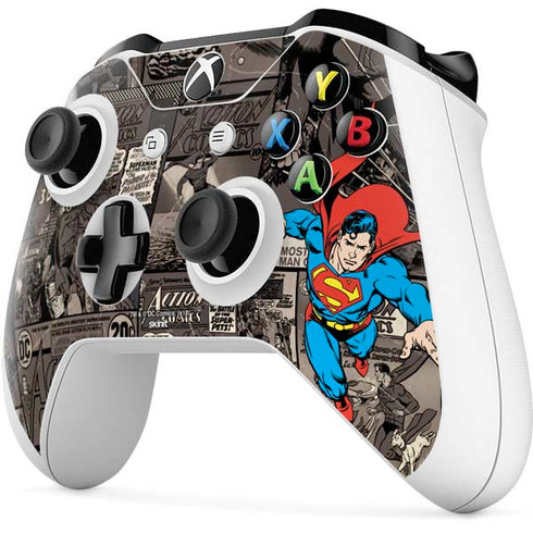 DC Comics Superman Vintage Action pose pattern Xbox One S Controller Skin