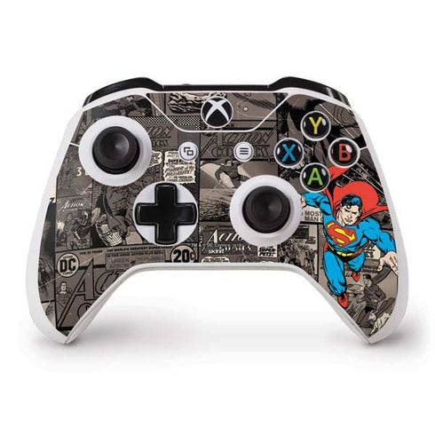 DC Comics Superman Vintage Action pose pattern Xbox One S Controller Skin