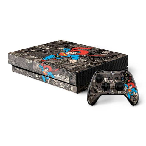 DC Comics Superman Vintage Action pose pattern Xbox One X Bundle Skin