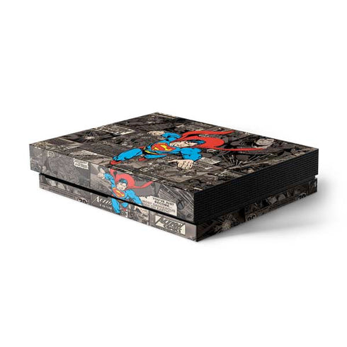 DC Comics Superman Vintage Action pose pattern Xbox One X Console Skin