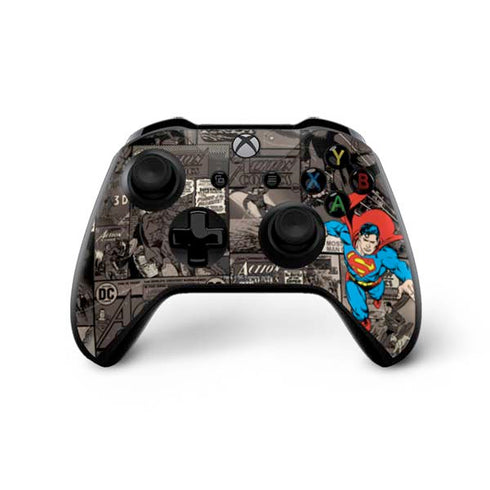 DC Comics Superman Vintage Action pose pattern Xbox One X Controller Skin