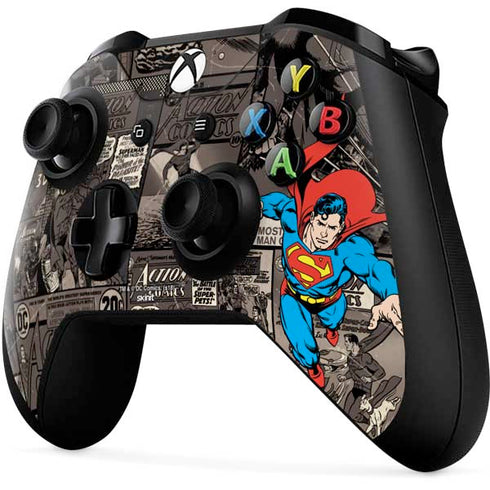 DC Comics Superman Vintage Action pose pattern Xbox One X Controller Skin
