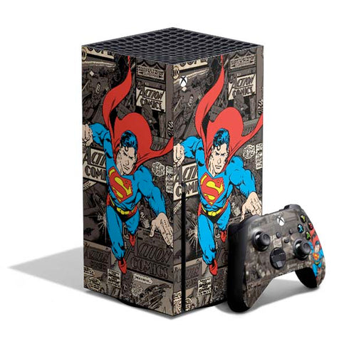 DC Comics Superman Vintage Action pose pattern Xbox Series X Bundle Skin