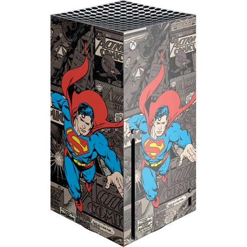 DC Comics Superman Vintage Action pose pattern Xbox Series X Console Skin