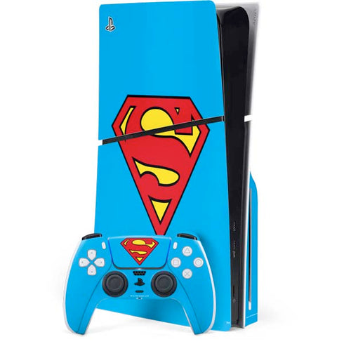 DC Comics Superman Official Logo PS5 Slim Disk Bundle Skin
