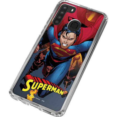 DC Comics Superman Action Flying Pose Galaxy A21 Clear Case
