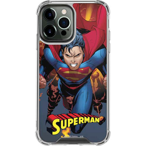DC Comics Superman Action Flying Pose iPhone 14 Pro Max Clear Case