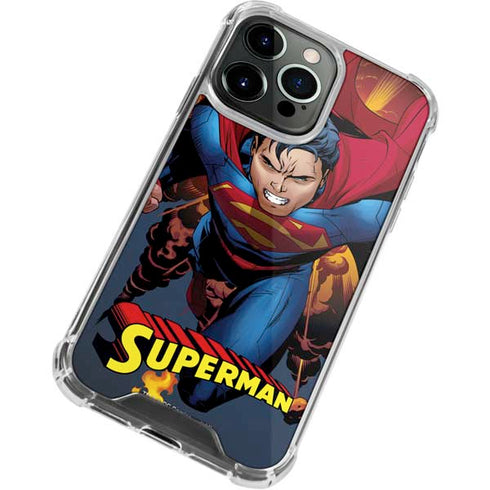 DC Comics Superman Action Flying Pose iPhone 14 Pro Max Clear Case