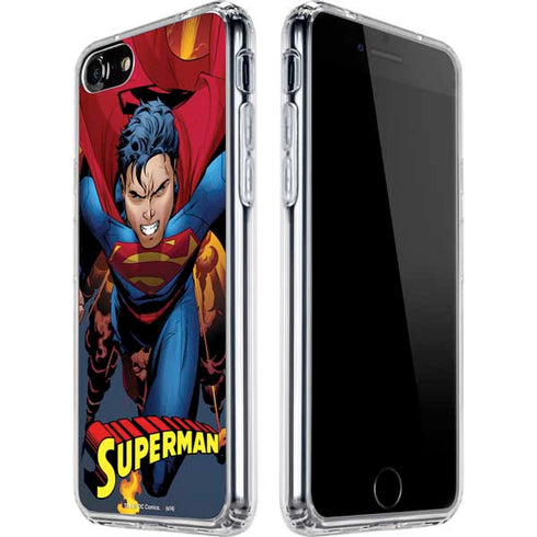 DC Comics Superman Action Flying Pose iPhone SE (2nd & 3rd Gen) Clear Case