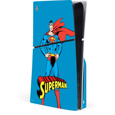 DC Comics Superman Classic Art Pose PS5 Slim Disk Console Skin