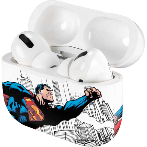 DC Comics Superman Super Speed Flying Over City Apple AirPods Pro Skin