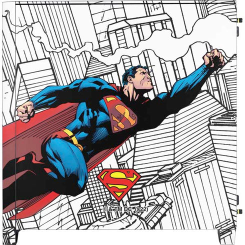 DC Comics Superman Super Speed Flying Over City Corsair 4000D Tempered Glass Mid-Tower ATX Case Skin