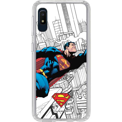 DC Comics Superman Super Speed Flying Over City Galaxy A10e Clear Case