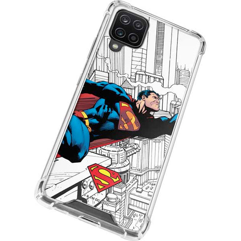 DC Comics Superman Super Speed Flying Over City Galaxy A12 Clear Case