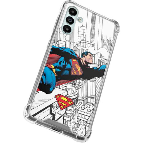 DC Comics Superman Super Speed Flying Over City Galaxy A13 5G Clear Case