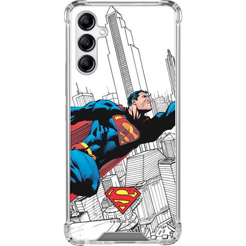 DC Comics Superman Super Speed Flying Over City Galaxy A15 5G Clear Case