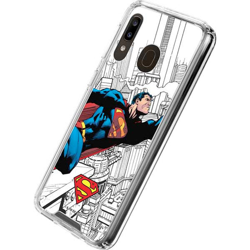 DC Comics Superman Super Speed Flying Over City Galaxy A30 Clear Case
