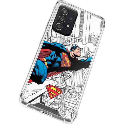 DC Comics Superman Super Speed Flying Over City Galaxy A52 5G Clear Case