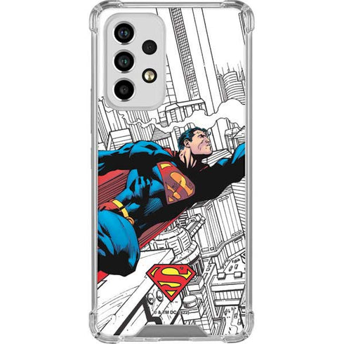 DC Comics Superman Super Speed Flying Over City Galaxy A53 5G Clear Case