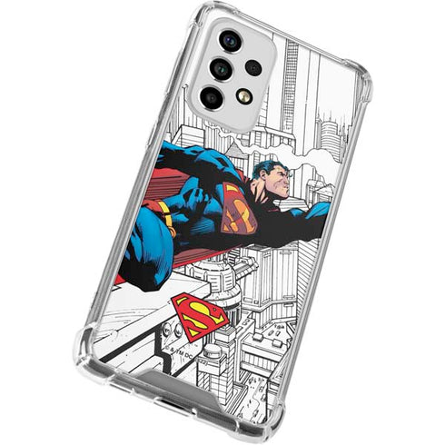 DC Comics Superman Super Speed Flying Over City Galaxy A53 5G Clear Case