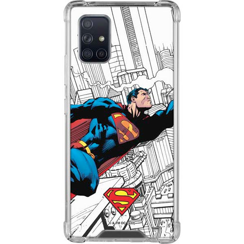 DC Comics Superman Super Speed Flying Over City Galaxy A71 5G Clear Case