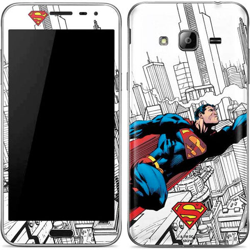 DC Comics Superman Super Speed Flying Over City Galaxy J3 Skin