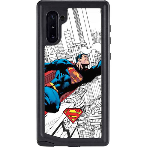 DC Comics Superman Super Speed Flying Over City Galaxy Note 10 Waterproof Case
