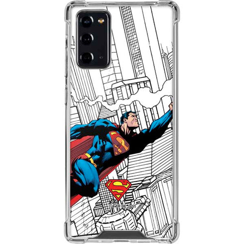DC Comics Superman Super Speed Flying Over City Galaxy Note20 5G Clear Case