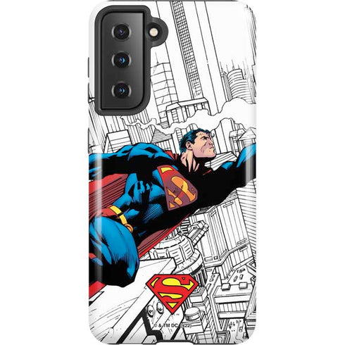 DC Comics Superman Super Speed Flying Over City Galaxy S21 5G Pro Case