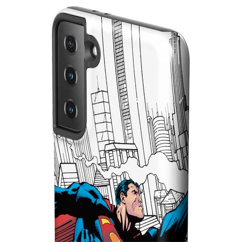 DC Comics Superman Super Speed Flying Over City Galaxy S21 FE Pro Case