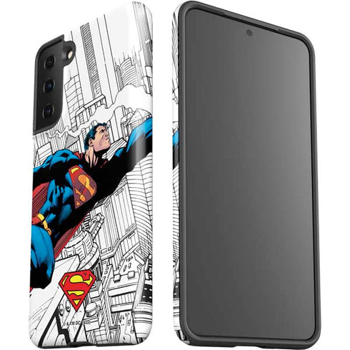 DC Comics Superman Super Speed Flying Over City Galaxy S21 FE Pro Case