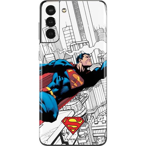 DC Comics Superman Super Speed Flying Over City Galaxy S21 Plus 5G Skin