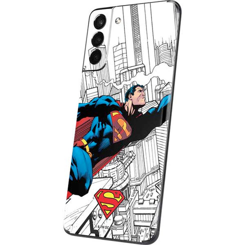 DC Comics Superman Super Speed Flying Over City Galaxy S21 Plus 5G Skin