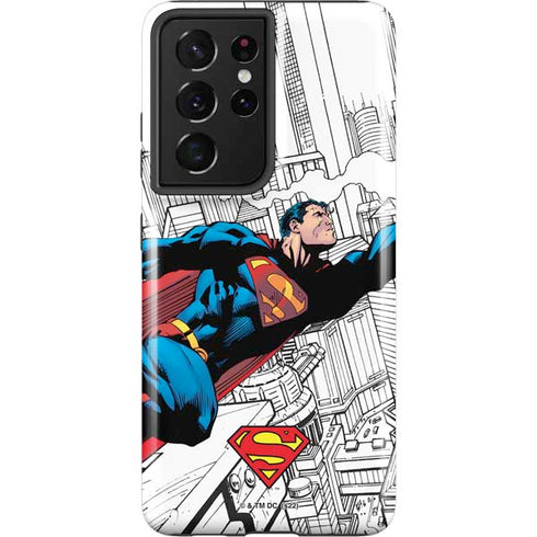 DC Comics Superman Super Speed Flying Over City Galaxy S21 Ultra 5G Pro Case