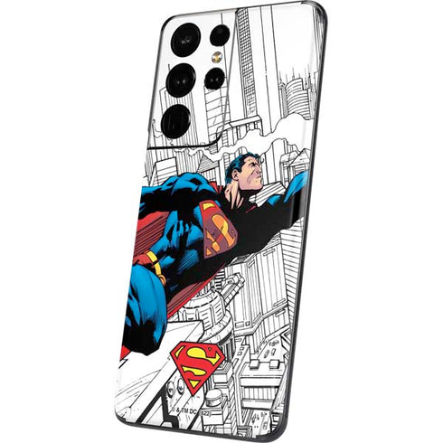 DC Comics Superman Super Speed Flying Over City Galaxy S21 Ultra 5G Skin