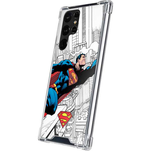 DC Comics Superman Super Speed Flying Over City Galaxy S22 Ultra Clear Case