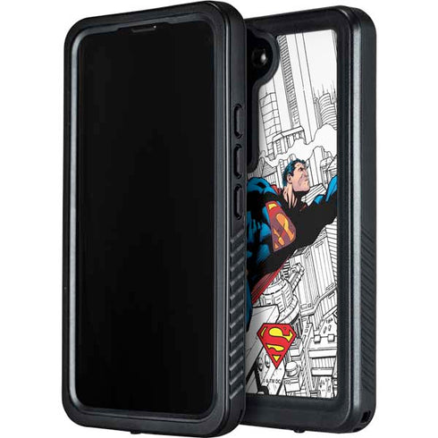 DC Comics Superman Super Speed Flying Over City Galaxy S23 Plus Waterproof Case