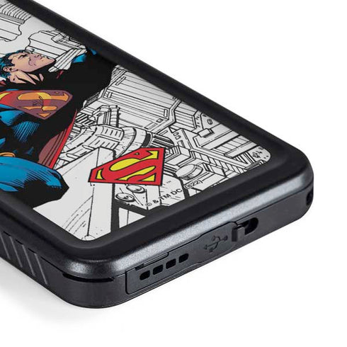 DC Comics Superman Super Speed Flying Over City Galaxy S23 Plus Waterproof Case