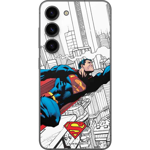 DC Comics Superman Super Speed Flying Over City Galaxy S23 Skin
