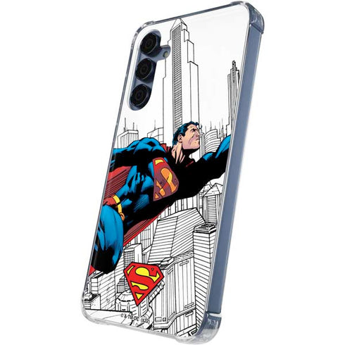 DC Comics Superman Super Speed Flying Over City Galaxy S24 Clear Case
